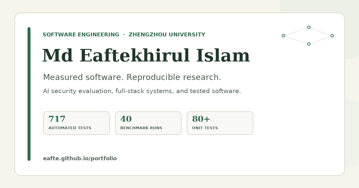 Md Eaftekhirul Islam | Software Engineering, Applied AI & Security